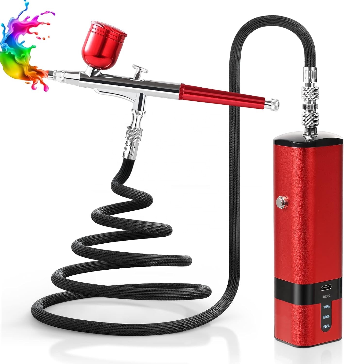 Airbrush Kit With Mini Compressor - Kit Aerografo con Compressore, Set Mini