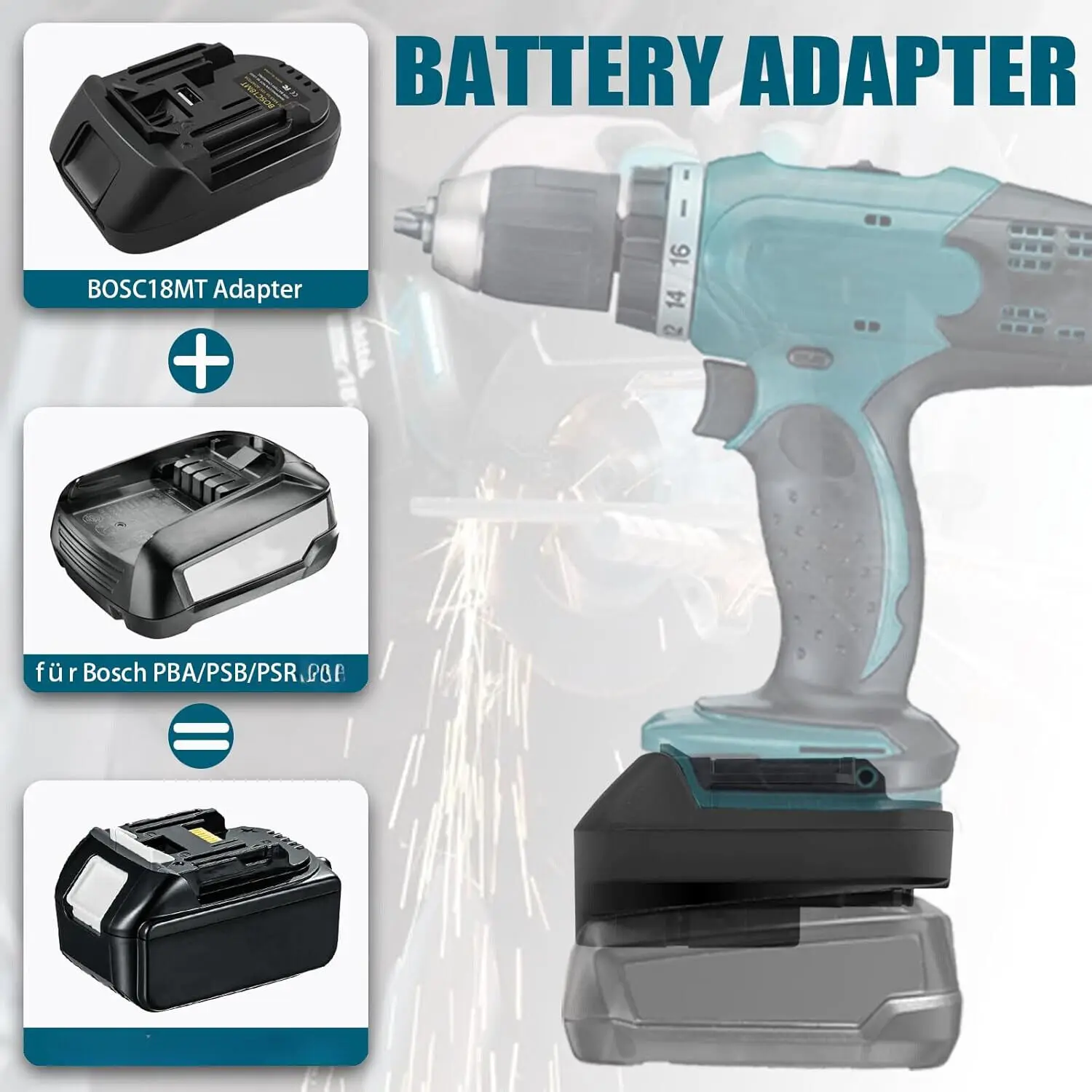 Brushless Cordless Electric Drill 18V - Adattatore per utensili Makita per batterie
