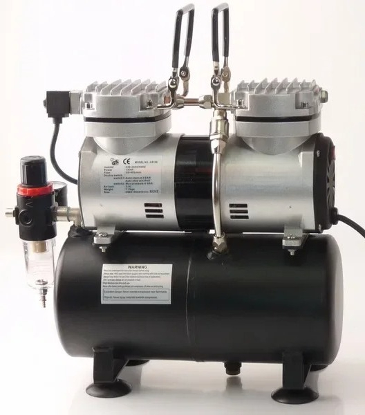 Airbrush Kit With Mini Compressor - Kit Compressore Aerografo Mini AS196, Aerografo